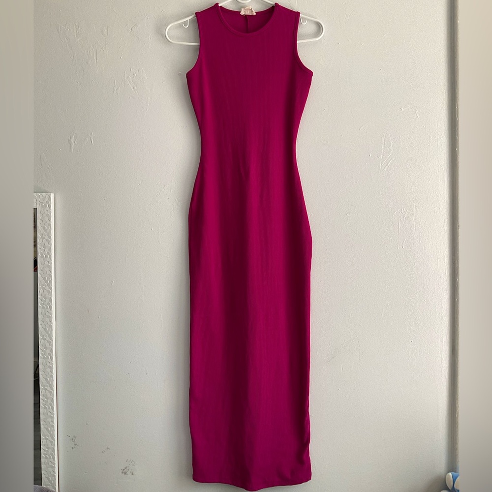 SYM Magenta Ribbed Bodycon Summer Dress